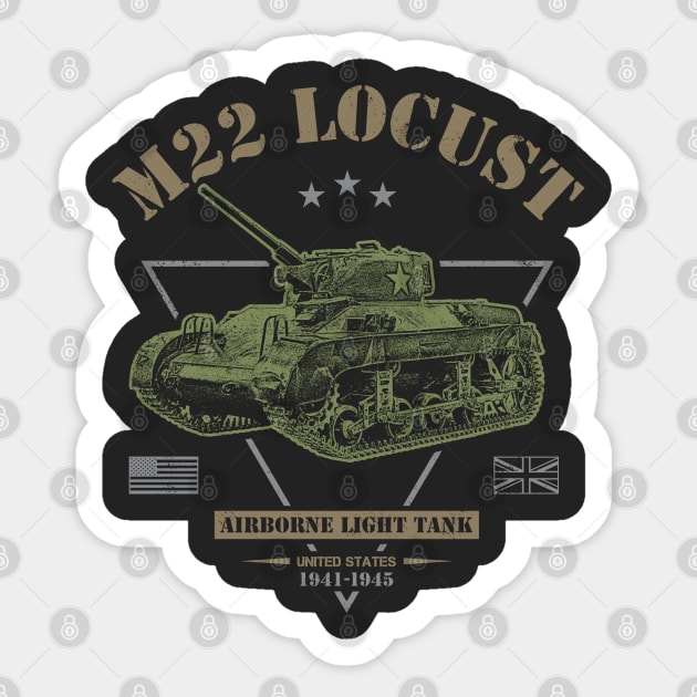 M22 Locust Airborne Light Tank Sticker by Military Style Designs